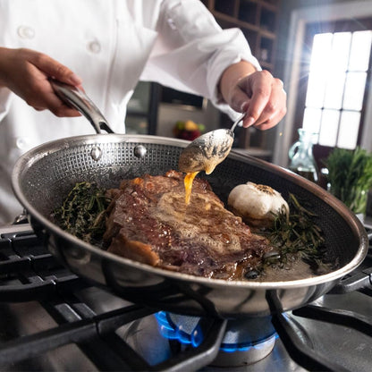 Hybrid 11-Inch Frying Pan, Tri-Clad Stainless Steel & Pfas-Free Ceramic Nonstick, No PFOA, PTFE, Teflon, Non-Toxic Cookware, Metal Utensil Safe, All Cooktops, Oven Safe | Tri Clad Stainless Steel Frying Pan, PFAS Free Ceramic Nonstick, No PFOA or PTFE, Metal Utensil Safe, Oven Safe5