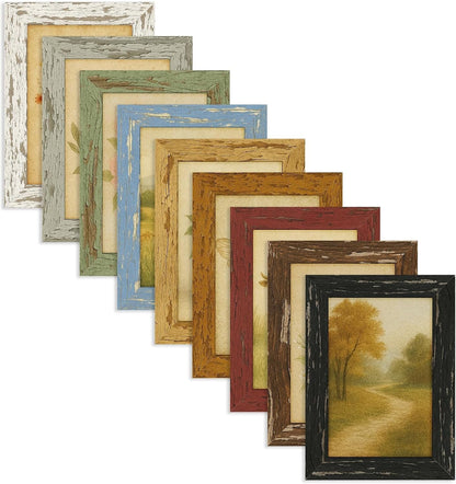 5X7 Rustic Farmhouse Picture Frames with Vintage Prints, Set of 91