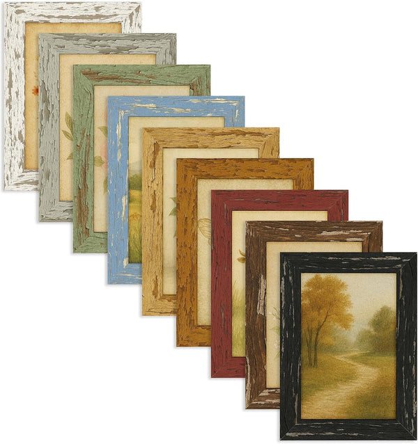 5X7 Rustic Farmhouse Picture Frames with Vintage Prints, Set of 91