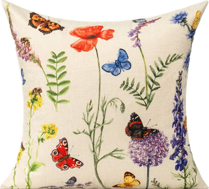 Outdoor Patio Throw Pillow Covers 18X18 Set of 4 Spring Summer Garden Flowers Farmhouse Décor outside Furniture Bench Chair Decorative Cushion Cases for Swing Deep Seat Bed Couch Sofa3