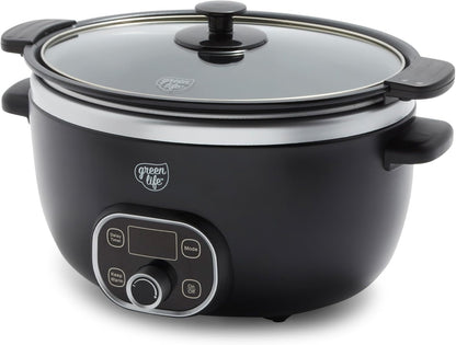 8QT Ceramic Nonstick Slow Cooker, Cooktop/Oven Safe, Black | Pfas-Free Nonstick Removeable Inner Pot, Dishwasher Safe Components, Programmable, Keep Warm, Delay Timer, Extra Large1