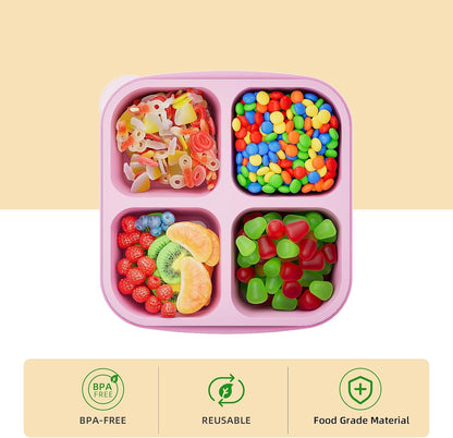 6 Pcs Bento Snack Containers, Reusable 4 Compartment Food Storage Container with Lids, Divided Lunchable Container, Freezer, Microwave & Dishwasher Safe (6 Color)3