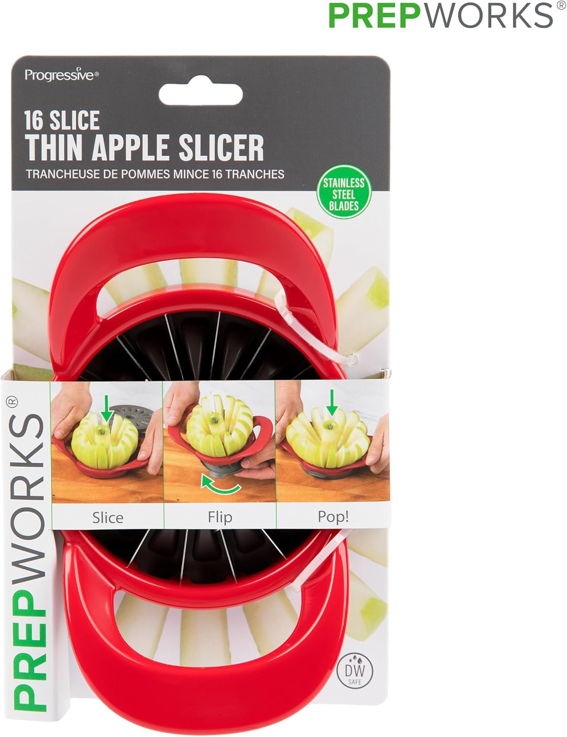 prepworks-apple-slicer-and-corer-attached-safety-cover-cuts-16-thin-apple-slices-red-quickly-slices-and-cores-apples-into-16-even-slices-stainless-steel-blades-dishwasher-safe