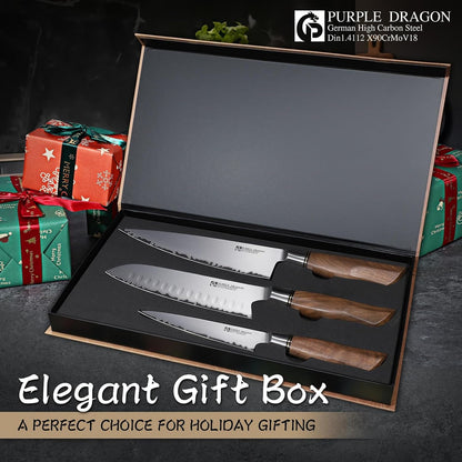 Knife Set, 3Pcs Kitchen Knives Set - Santoku Knife7