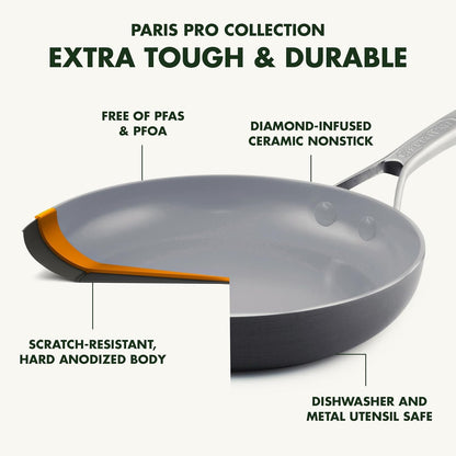 Paris Pro Hard Anodized Healthy Ceramic Nonstick, 10" Frying Pan Skillet, Pfas-Free, Dishwasher Safe, Grey3