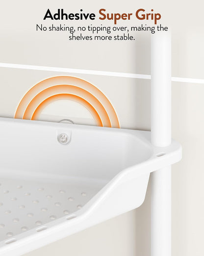 Rustproof 3 Tier Floor Standing Corner Shower Caddy Organizer, Plastic Aluminium Splicing Floor Corner Shelf Rack Stands for Bathroom, White7