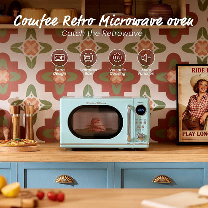 COMFEE' Retro Countertop Microwave Oven, 0.7 Cu.Ft., 700W, Green | 11 Power Levels, 6 Presets, Child Lock, Mute, for Apartment, Dorm, Office2