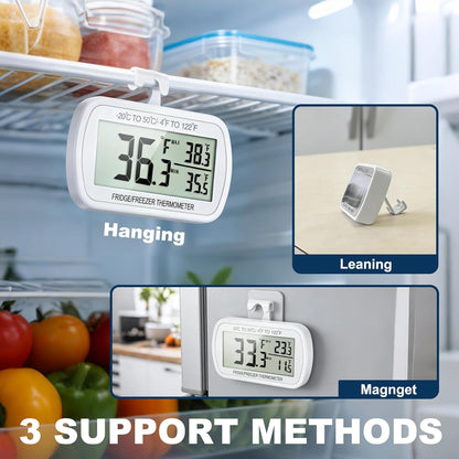 Waterproof Refrigerator Fridge Thermometer, Digital Freezer Room Thermometer, Max/Min Record Function Large LCD Screen and Magnetic Back for Kitchen, Home, Restaurants (2 Pack)6