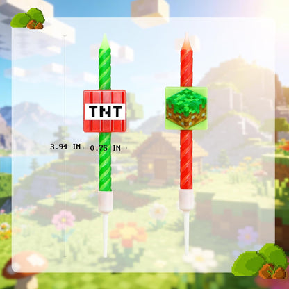 Pixel Miner Birthday Candles for Miner Crafting, Birthday Party Decorations, Pixel Game Party Supplies, Themed Mine Pixel5