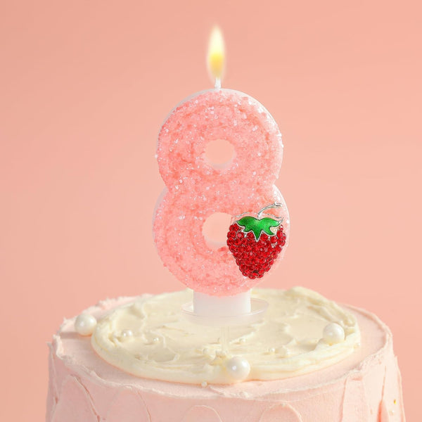 Number 1 Strawberry Birthday Candles, Strawberry Themed Number Candles, Cake Number Candles, Party Celebration5