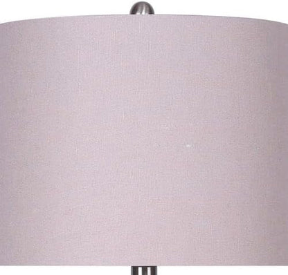 29.5" Brushed Nickel Table Lamp Set W/Grey Linen Drum Shades4