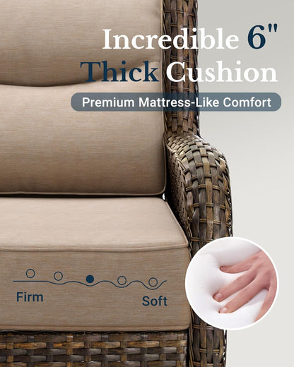 Luxury Outdoor Patio Furniture Set with 6-Inch Thick Cushions6