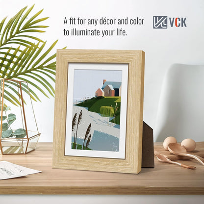 5X7 Picture Frame 5 Pack, Oak Wood, 4X6 Mat, Glass, for Portrait Print6