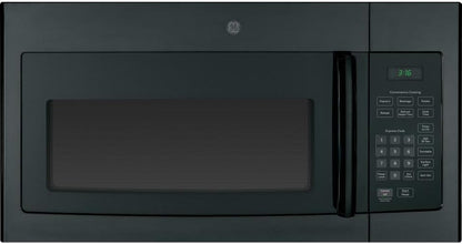 GE JVM3160DFBB 30" Over-The-Range Microwave Oven with 1.6 Cu. Ft. Capacity in Black | 1.6 Cu Ft Capacity, 1000W, 300 CFM 2-Speed Vent, Auto and Time Defrost, Convenience Controls1