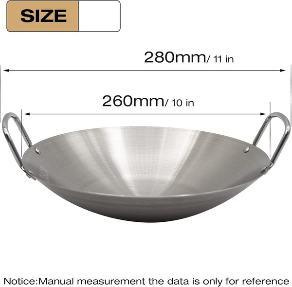 26Cm/10.23In Wok Thickened Stainless Steel Wok Pan Dual-Handled Frying Pan for Chinese Style Stir-Fry, Restaurant, Stove Top2