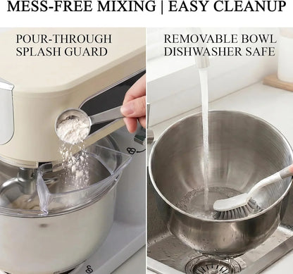 5.3 Qt Tilt-Head Stand Mixer, 9-Speed Electric Food Mixer | 9-Speed Control, Stainless Steel Bowl, Dough Hook Whisk Flat Beater, Splash Guard, Easy Clean, for Home Baking, Almond Cream7