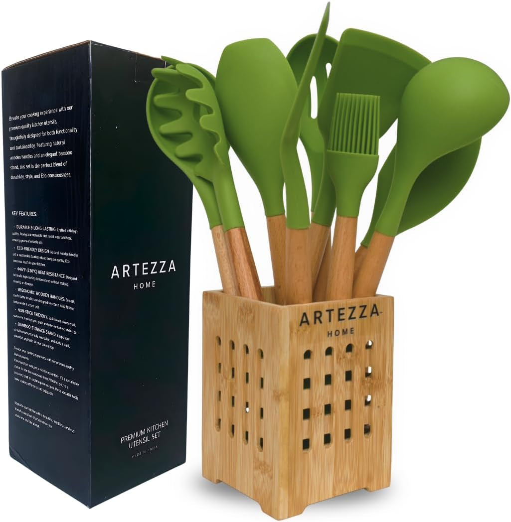 green-silicone-kitchen-utensil-set-10-piece-cooking-tools-with-wooden-handles-ventilated-bamboo-holder-heat-resistant-silicone-nonstick-safe-bpa-free-kitchen-gadgets-set-sage-green