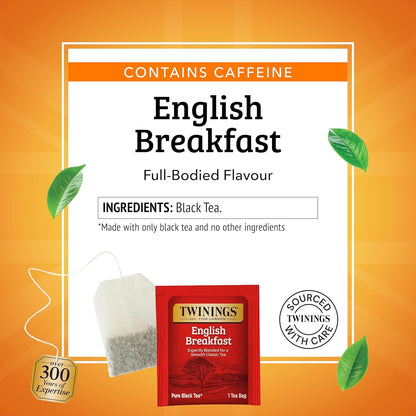 English Breakfast Black Tea Individually Wrapped Bags, 100 Count (Pack of 1), Smooth, Flavourful, and Robust, Caffeinated, Enjoy Hot or Iced, 100 Teabags | Popular Tea Classic, Robust & Smooth, Naturally Caffeinated, 100 Foil Lined Individually Wrapped Bags, Enjoy Hot or Iced4