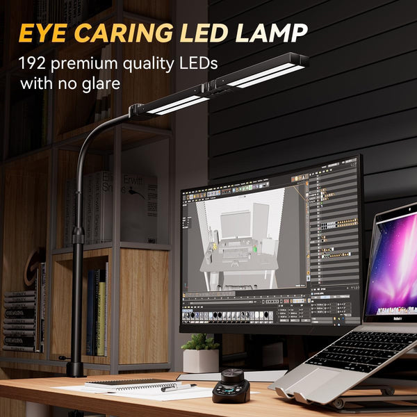 Adjustable LED Desk Lamp with Clamp & Remote, Wide 4-Head4