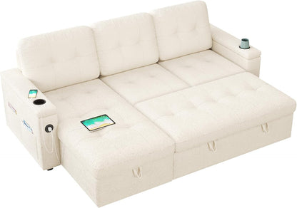 84 Inch Sofa Bed, Sleeper Sofa with Storage, 2 in 1 Pull Out Couch8