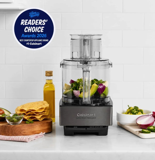 Food Processor 14-Cup Vegetable Chopper for Mincing, Dicing, Shredding, Puree & Kneading Dough, Black Stainless, DFP-14BKSY2