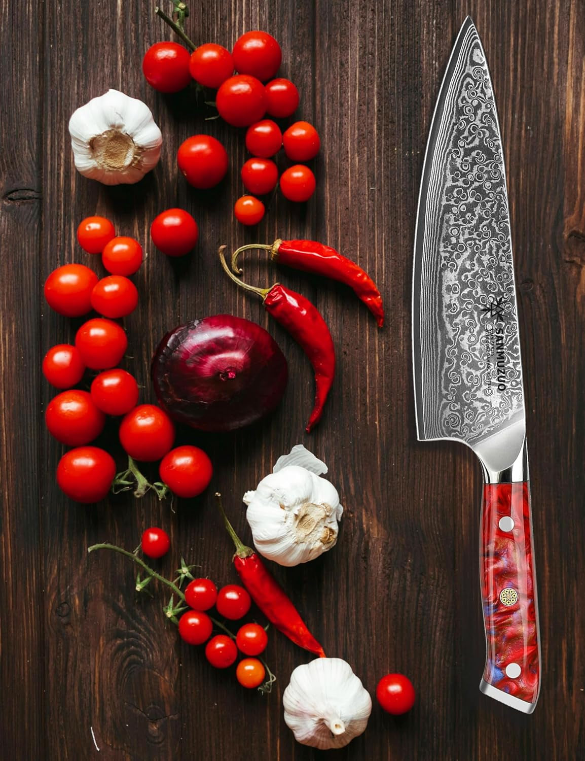 chef-knife-8-inch-xuan-series-vg10-damascus-steel-kitchen-knife-resin-handle-sunset-red