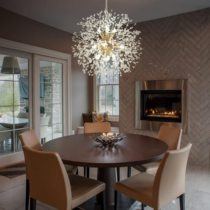 19.9" Gold Modern Crystal Chandeliers Firework, Bubble Chandelier Lighting for Bathroom Dining Room Bedroom Kitchen Island Living Room Light Fixture, 9-Light Gold Hanging round Chandalier8
