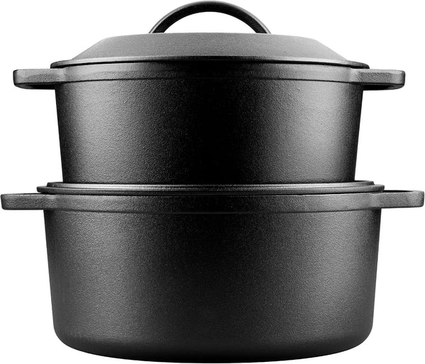 Pre-Seasoned Cast Iron Dutch Oven with Lid, round and Dual Handles, for Stovetop, Camping, Grill, Induction, Electric, Black, 3 Qt8