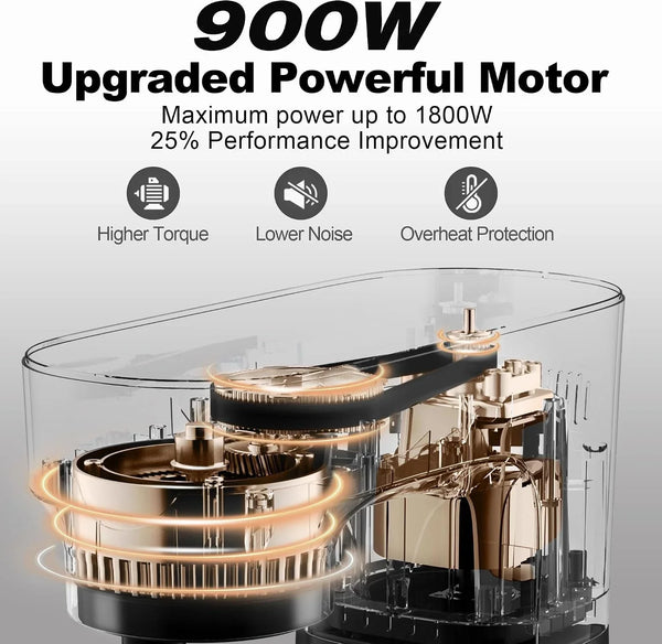 Stand Mixer 8.5 QT, 900 Watt Heavy Dough Mixer (Black) | 10 Speed Adjustable, 8.5 Quart Mixing Bowl with Handle, Tilt-Head, Whisk, Flat Beater and Splash Guard4