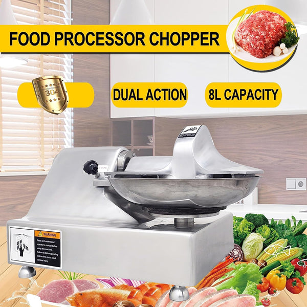 110V Commercial Food Processor, 8L Electric Food Chopper Vegetable Cutter, Meat Grinder, Meat Bowl Cutter Chopper Machine for Vegetables, Grain, Nuts, Ginger, Garlic2
