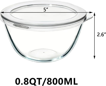 5 Inch Glass Mixing Bowls Set of 4, round Glass Serving Bowls with Lid for Salad, Pasta, Soup, Cereal-Dishwasher & Microwave & Oven Safe2