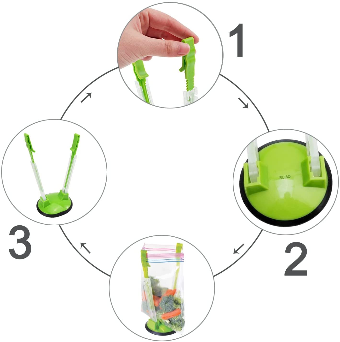 baggy-rack-holder-for-food-prep-ziplock-bag-meal-planning-plastic-freezer-bag-holders-stand-green-pack-of-4-4-pcs