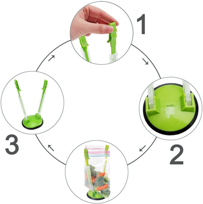 Baggy Rack Holder for Food Prep/Ziplock Bag, Meal Planning/Plastic Freezer Bag Holders Stand, Green, Pack of 4-4 Pcs3