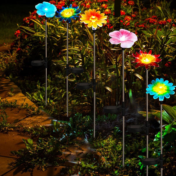6 Pack Solar Garden Lights Outdoor Decor,Stake Yard Figurine Colorful Flower Light, Housewarming Ornament for Patio, Lawn, Yard, Pathway (Art Deco)9