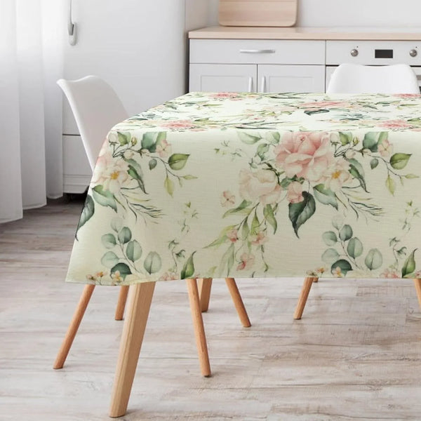 Vintage Floral Tablecloth, Spring Watercolor Vintage Elegant Pink Flower Boho Rectangular Waterproofing Clean Easy Tablecloth for Kitchen Restaurant Outdoor Picnic Party55X75In3