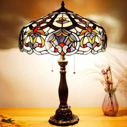 Table Lamp Base Replacement Only (C(W 6 .5 H 24 Inch)) | Fit for 12, 14, 16, 18 Inch Tiffany Style Stained Glass Lampshade, Dark Bronze Finish, Resin, Pull Chain Switch4