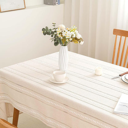 Rectangle Table Cloth Rustic Farmhouse Tablecloth Heavy Duty Cotton Linen Waterproof Wrinkle Free Table Cloths for Kitchen and Dining Room-Hollow Ivory-Rectangle, 54"X102", 8-10 Seats7