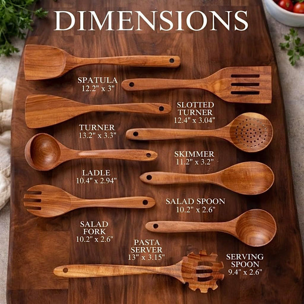 9-Piece Wooden Cooking Utensil Set – Premium Wood Kitchenware for Nonstick Cookware, Heat-Resistant & Durable Wooden Spoons and Spatulas – Eco-Friendly Kitchen Tools for Stirring & Serving2