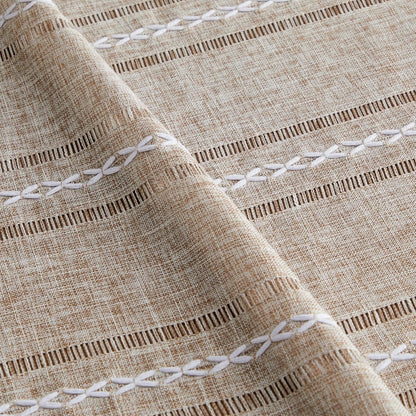 Hemstitched Striped Boho Table Cloth, 54X70 Inch Natural6