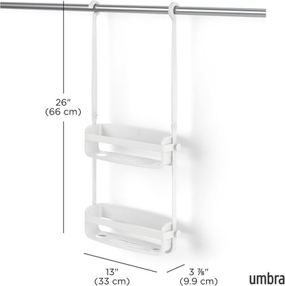 Flex Shower Caddy, Hanging 2 Shelves Bathroom Organizer, White3