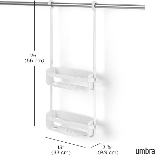 Flex Shower Caddy, Hanging 2 Shelves Bathroom Organizer, White3