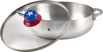 3.2 Qt Boricua Polished Aluminum Caldero with Glass Lid | Boriqua Inspired Design, Ideal for Rice and Stews, Great for Daily Hispanic Cooking1