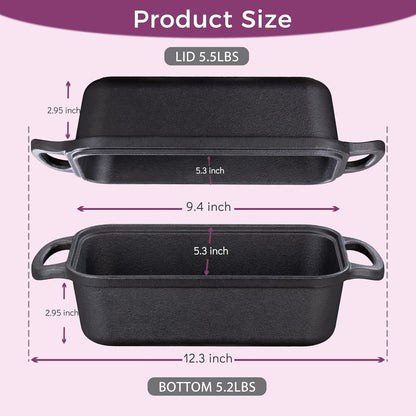 Cast Iron Loaf Pan with Lid 9X5 Inch,Sourdough Pan | 2 in 1 Loaf Pans for Baking Bread, Even Heat Distribution for Sourdough, Homemade Bread4