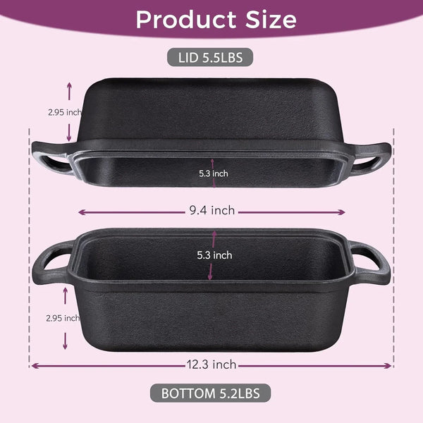 Cast Iron Loaf Pan with Lid 9X5 Inch,Sourdough Pan | 2 in 1 Loaf Pans for Baking Bread, Even Heat Distribution for Sourdough, Homemade Bread4