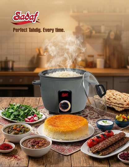 One-Touch Automatic Rice Cooker – Electric Persian Rice & Tahdig Cooker - Non-Stick Inner Pot & Auto Shut-Off - Easy to Use Rice Maker - Middle Eastern Cuisine - 4 Cups5