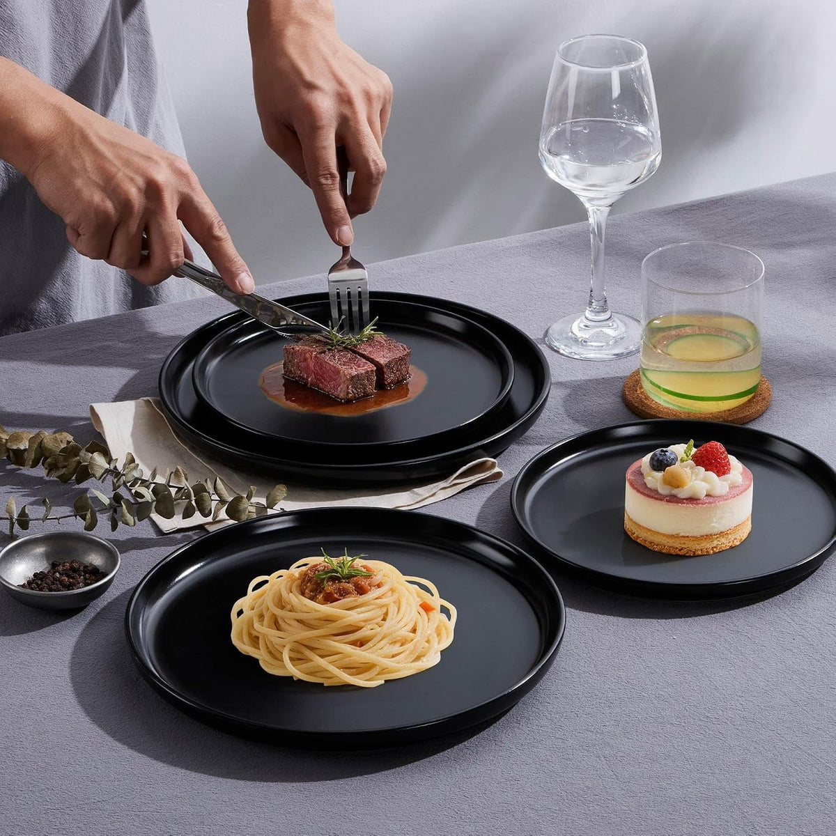 porcelain-dinnerware-sets-12-piece-dishes-set-for-4-black-onyx
