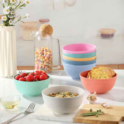 8PCS Cereal Bowl, Ohola Unbreakable Wheat Straw Cereal Bowls, Microwave & Dishwasher Safe Kitchen Bowls for Cereal, Snack, Soup, Salad and Rice, Multicolors, BPA Free, 26Oz (Ser of 8)7