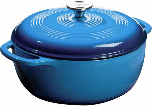 Essential Enamel Cast Iron Dutch Oven, 6 Quart, Caribbean Blue | Ideal for Bread Baking, Braising, Marinating & Slow Cooking, Features Moisture-Sealing Lid & Dual Handles1