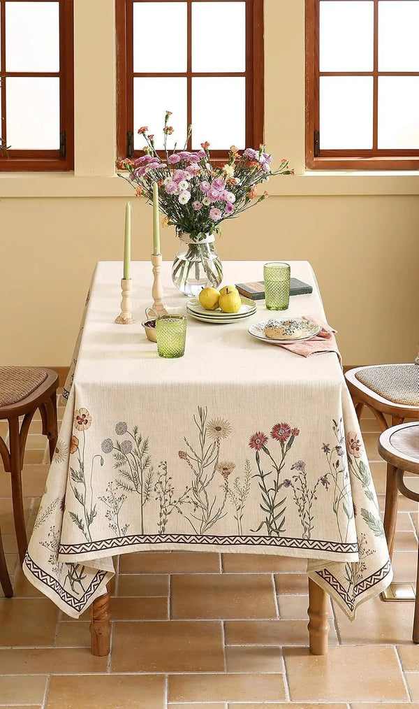 Designer Linen Square Large Tablecloth,67"X67"-Serenity G8