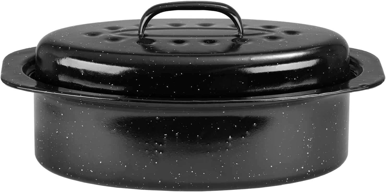 granite-roaster-pan-small-13-enameled-roasting-pan-with-domed-lid-oval-turkey-roaster-pot-broiler-pan-great-for-small-chicken-lamb-dishwasher-safe-cookware-fit-for-7lb-bird